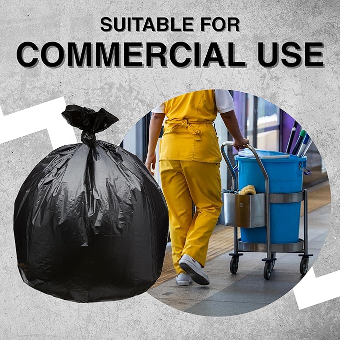 45 Gallon Garbage Trash Bag 40X46" 1.5 Mil Black 100 Count Can Liner Bulk 40 Gallon 41 Gallon 42 Gallon 43 Gallon 44 Gallon Made in USA