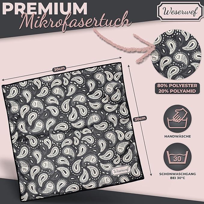 WESERWEF Design Microfiber Glasses Cleaning Cloth – Premium Cleaning Cloth for Eyeglasses, Screens, Tablets, Cameras & Lenses, 12" x 12", Ultra-Soft & Scratch-Free (Doodle)