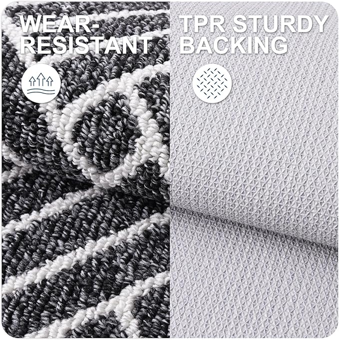 OLANLY Runner Indoor Door Mat, 47x23 Inch, Dirt Resistant and Absorbent, Non-Slip Rubber Backing Floor Mats, Easy Clean Low-Profile Doormat for Entryway, Front Door, and Inside Entrance, Black