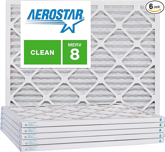 Aerostar 22x24x1 MERV 8, Pleated Air Filter, 22x24x1, Box of 6, Made in the USA