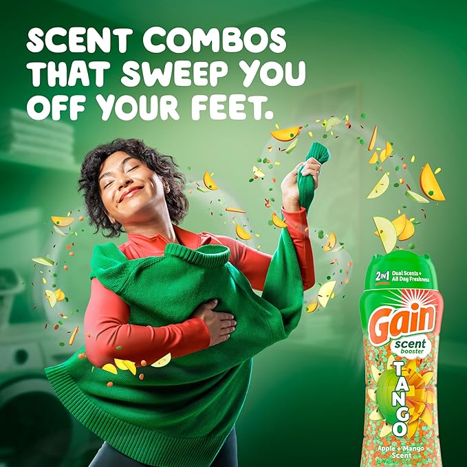 Gain Tango 2-in-1 Laundry Scent Booster Beads, Apple and Mango Scent, 21.1 OZ, Laundry Beads with Dual Scents Plus All Day Freshness