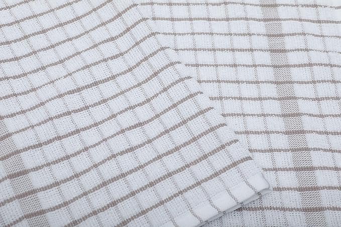 AMOUR INFINI Kitchen Towels Set of 4 - Highly Absorbent, Super Soft Terry Cotton 20x28 Inch Dish Towels with Hanging Loop - Hand & Tea Towels for Cleaning & Drying Dishes (Beige)