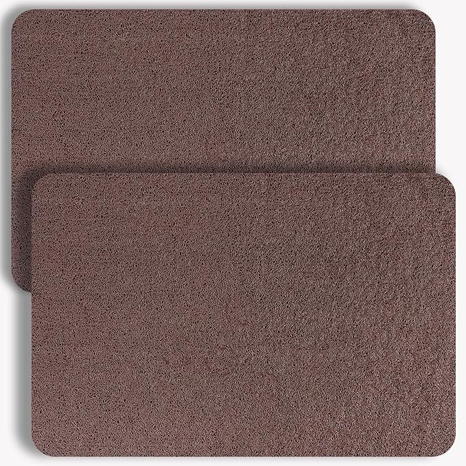 Non-Slip Bathtub Mat, 2 Pack Anti Slip Shower Mat, Fast Drying Bathtub Mats, Foot Scrubber Mat, Anti Slip Mat for Tub, Floor, Bathroom, Kitchen, Home, Hotel (Brown 24"×16"+24"×16")