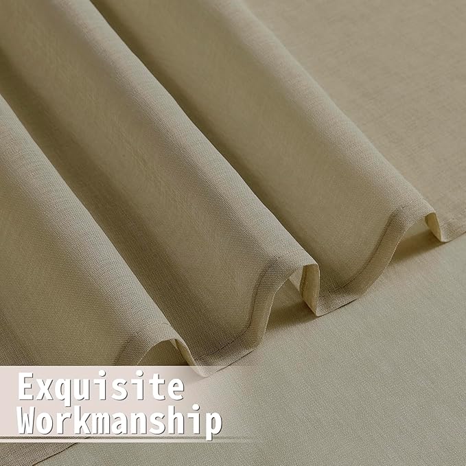 Tollpiz Short Sheer Door Curtain Closet Linen Textured Curtain Sheers Doorway Light Filtering Voile Patio Glass Door Rod Pocket Curtains French Door, 54 x 54 inches Long, Taos Taupe, Set of 1 Panel