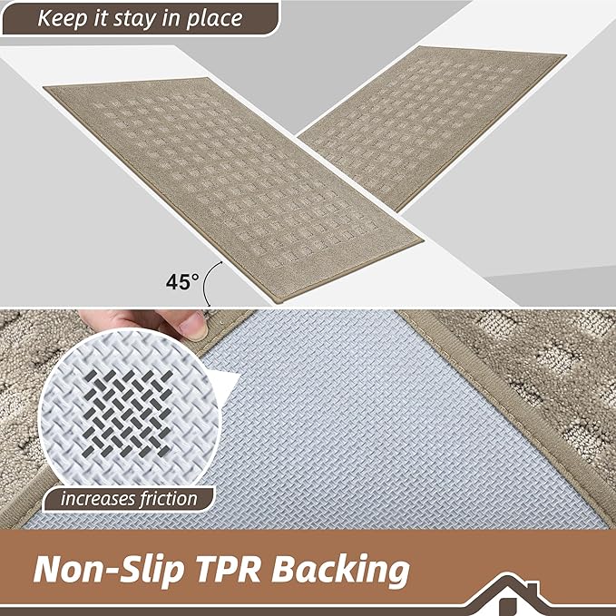BEQHAUSE Waffle Door Mats Indoor 36"x60", Dog Mat for Muddy Paws Absorbent and Dirt Resist Floor Mats Non-Slip Washable Rugs for Entryway, Welcome Mat for Front Back Door, Muddy Wet Shoes, Beige