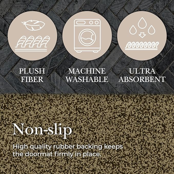 Premium Microfiber Indoor Door Mat – 24"x36" Washable Entry Mat, Non-Slip, Waterproof Backing, Super Absorbent, Low Profile Entryway Doormat for Indoor Entrance