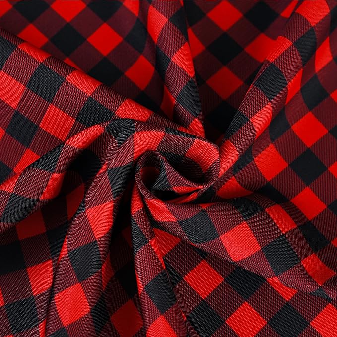 Red Waterproof Plaid Christmas Tablecloth Fabric - Square 58x58 Inch Classic Gingham Checker Holiday Table Cloth for Indoor Use - Xmas Table Cover for Picnics, BBQs, and Parties