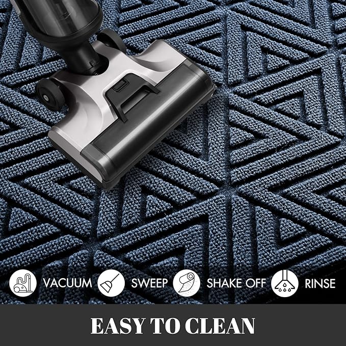 Yimobra Large Door Mat 47x24, All-Weather Waterproof Non-Slip Welcome Matt Outdoor, Heavy Duty Non Slip Doormat for Entryway for Patio and Garage Indoor, Easy Clean, Blue