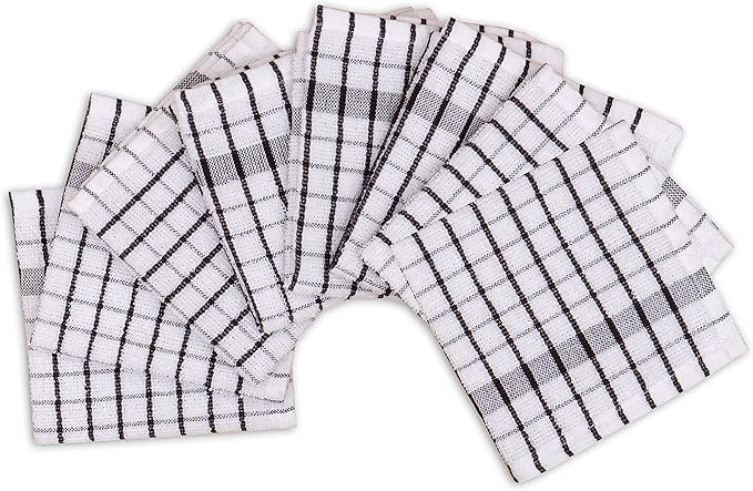 AMOUR INFINI Kitchen Dish Cloths Set of 8 - Ultra Soft, Highly Absorbent, Quick-Drying Terry Cotton Dishcloths 12"x12" Inch Wash & Cleaning Cloths for Kitchen & Dishwashing (D.Grey)
