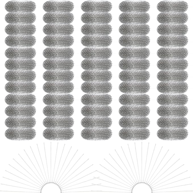 60 Pieces Washing Machine Lint Traps with 60 Cable Ties, Rust-Proof Stainless Steel Lint Traps Laundry Mesh Hose Filter Screen Catcher for Washing Machine Discharge Hoses