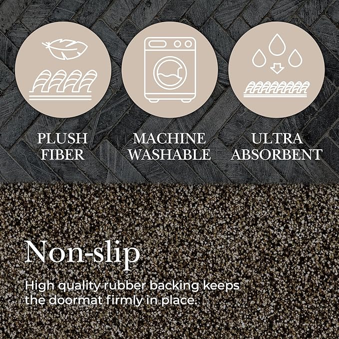 Premium Microfiber Indoor Door Mat – 20"x30" Washable Entry Mat, Non-Slip, Waterproof Backing, Super Absorbent, Low Profile Entryway Doormat for Indoor Entrance