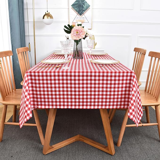 Classic Gingham Tablecloth Fabric - Oblong 58x120 Water Resistant Chequered Pattern Table Cloth for Indoor/Outdoor Use - Tabletop Cover for Birthday, Picnics, Gardens, and Parties