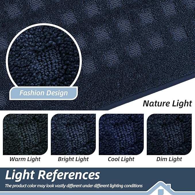 BEQHAUSE Waffle Door Mats Indoor 32"x48", Dog Mat for Muddy Paws Absorbent and Dirt Resist Floor Mats Non-Slip Washable Rugs for Entryway, Welcome Mat for Front Back Door, Muddy Wet Shoes, Navy Blue