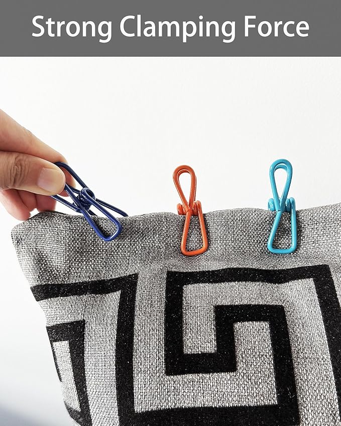 Multipurpose 2 in Chip Bag Clips 12 Pack Metal Clips for Kitchen Food Storage, Laundry Hanging, Bag Chip Bag Sealing - Easy to Use Strong Grip Clips for Home Organizing