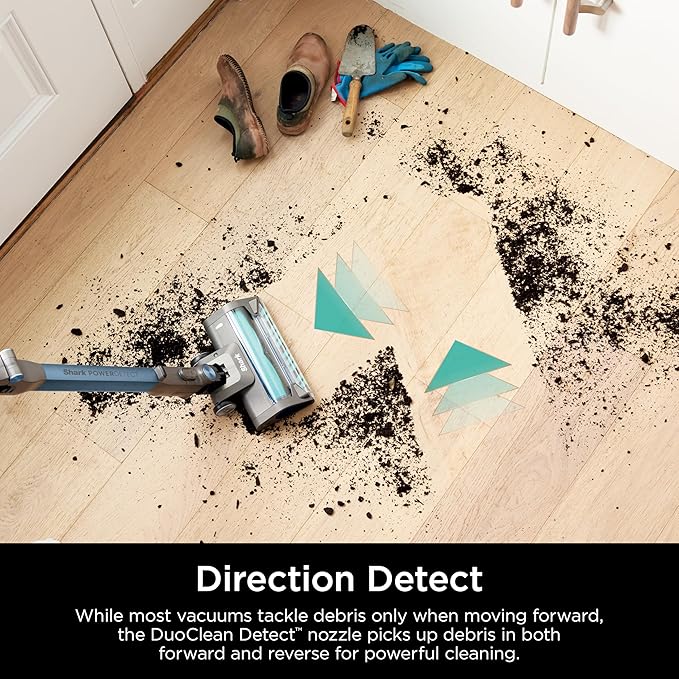 Shark PowerDetect Cordless Stick Vacuum, Powerful Suction, HEPA Filtration, Carpet & Hard Floor, Portable, Stick Vacuum for Pet Hair, Java Ice Blue, IP1255