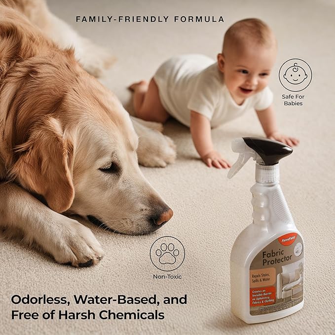 ForceField Fabric Protector Spray – Long-Lasting, Non-Toxic Water & Stain Repellent – Safe for All Fabrics – Indoor & Outdoor Use – 22 oz