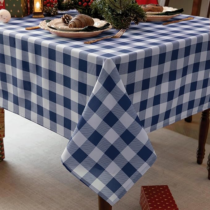Classic Gingham Buffalo Tablecloth Fabric - Oblong 58x144 Inch Water Proof Checkered Table Cloth for Indoor Outdoor - Table Cover for Birthday, Picnics, BBQs, and Parties