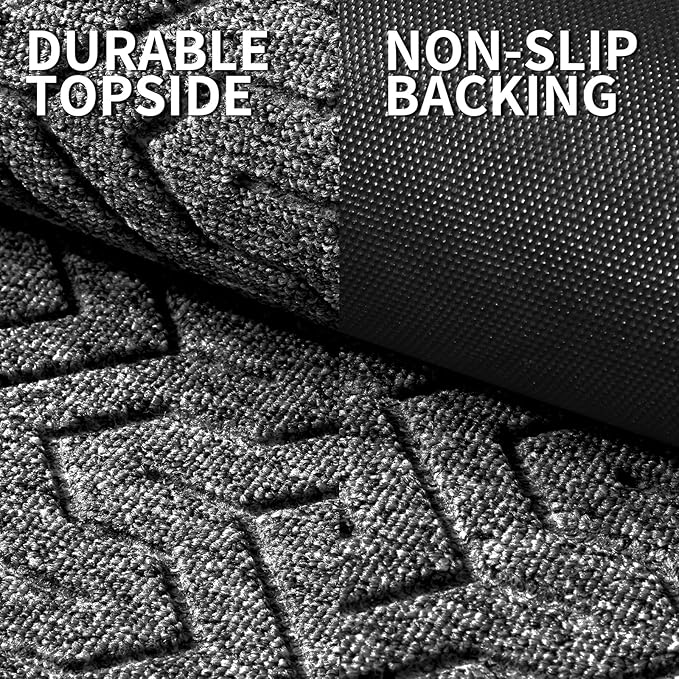 Yimobra Large Door Mat Outside Entrance 36x24, Waterproof Heavy Duty Outdoor Mats for Front Door, Non Slip Rubber Entry Mat for Garage Patio, Easy Clean, Black Grey
