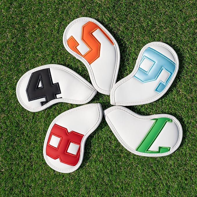 CRAFTSMAN GOLF 12pcs or 1pc Thick Synthetic Leather Golf Iron Head Covers Set Headcover Fit All Brands Callaway Ping Taylormade Cobra Etc. Also Custom Name