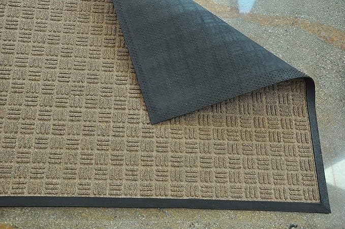 Kempf Water Retainer Entrance Mat, Indoor Outdoor Rubber Rug, Moisture Trapping, Absorbent Mat, 2 by 3-Feet, Brown