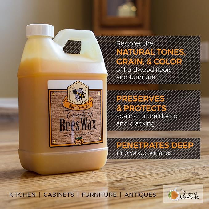 Touch of Beeswax Wood Furniture Polish and Conditioner with Orange Oil. Feeds, Waxes and Preserves Wood Beautifully (64 oz)