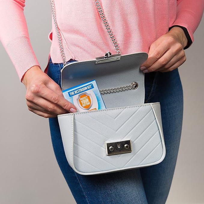 The Restroom Kit Great for travel (3-Pack) Portable Disposable Oversized Toilet Seat Cover, 3ft 3Ply Toilet Paper, Hand & Flushable Tush Wipe.