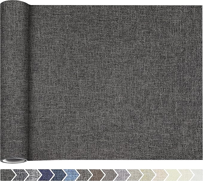 KING MOUNTAIN Fine Linen Repair Patches, Self-Adhesive Linen Fabric Patches, 12X40 inch Extra Size, Multi Color, Can be Used for Linen Sofa Repair and Linen Clothes Repair(12" x 40",Dark Grey 2.0)