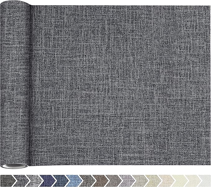 KING MOUNTAIN Fine Linen Fabric Patches, Self-Adhesive, 12x40 inch, Multi Color, For Linen Sofa and Clothes Repair (Dark Grey 3.0)