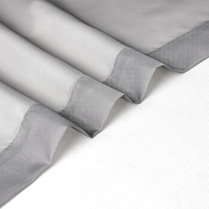 Chyhomenyc Sheer Window Curtains Tier 2 Pieces Set, 36 inch Length, Short Dining Curtains Window Treatment for Small Windows/Bathroom/Cafe/Living Room, Rod Pocket, Charcoal Grey