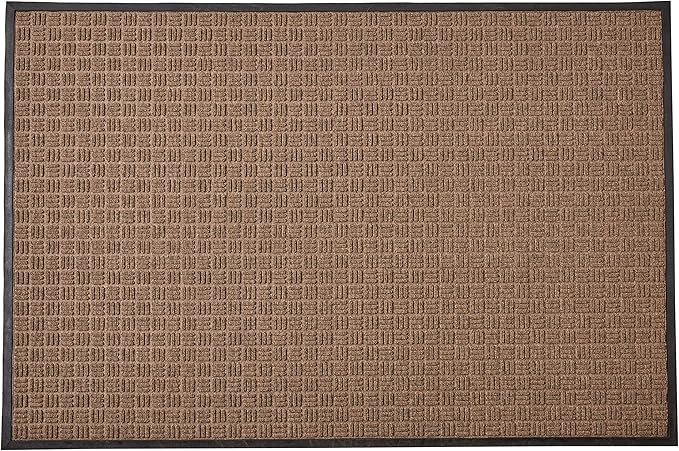 Kempf Water Retainer Entrance Mat, Indoor Outdoor Rubber Rug, Moisture Trapping, Absorbent Mat (4' X 6', Brown)