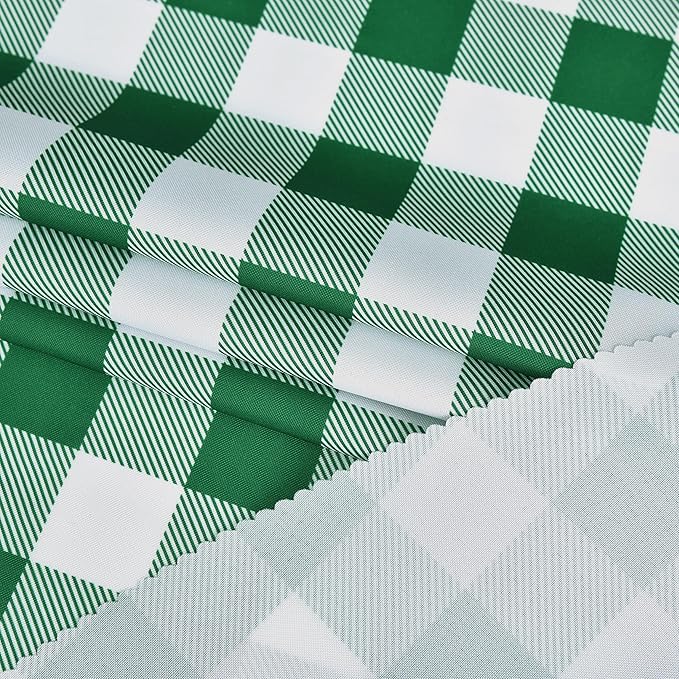 Waterproof Plaid Tablecloth Fabric - Round 58 Inch Classic Gingham Checker Table Cloth for Indoor/Outdoor Use - Buffalo Table Cover for Picnics, BBQs, and Parties