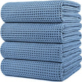 POLYTE Microfiber Oversize Quick Dry Lint Free Bath Towel, 60 x 30 in, 4 Pack (Waffle Weave)