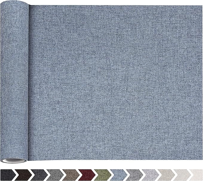 Fine Linen Repair Patches, Self-Adhesive Linen Fabric Patches, 12X40 inch Extra Size, Multi Color, Can be Used for Linen Sofa Repair and Linen Clothes Repair(12" x 40",Blue Grey)