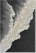 NANKAI Handcrafted Thick Texture Black and White Abstract Canvas Art Ocean Wave Beach Landscape Oil Painting Home Wall Art Deco Oil Painting 24X36 Inches
