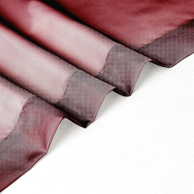 Chyhomenyc Sheer Curtains 36 Inch Length, Short Voile Sheer Window Curtians for Small Window Bathroom Cafe Living Room Farmhouse, 2PCS, 42W x 36L inches, Rod Pocket, Burgundy