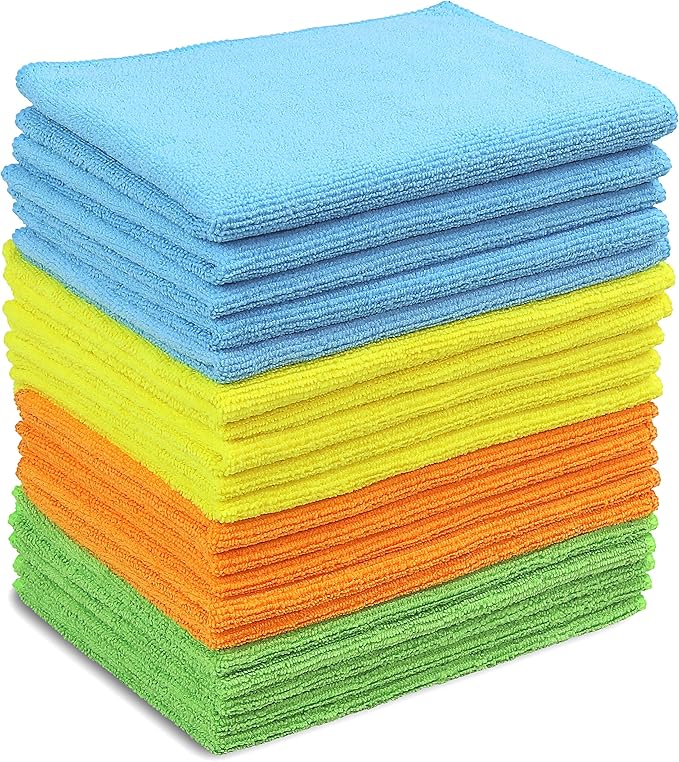 Simple Houseware Microfiber Cleaning Cloth 20 Pack, 12" x 16", 4 Colors