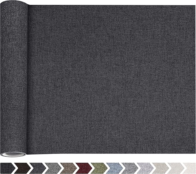 Fine Linen Fabric Patches, Self-Adhesive, Extra Large 12x40 inch, Multi Color, for Sofa & Clothes Repair (Dark Grey)