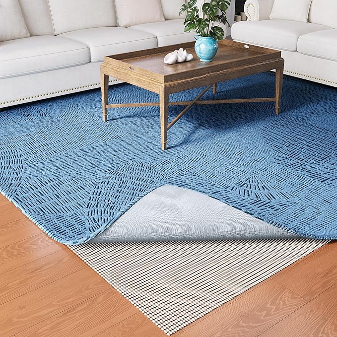 Non-Slip Rug Pad Gripper 2x3 Feet, Anti Skid Mat for Under Area Rugs, Keeps Rugs in Position and Safe, Thick Cushioned Carpet Pad for Hardwood Floors Protection