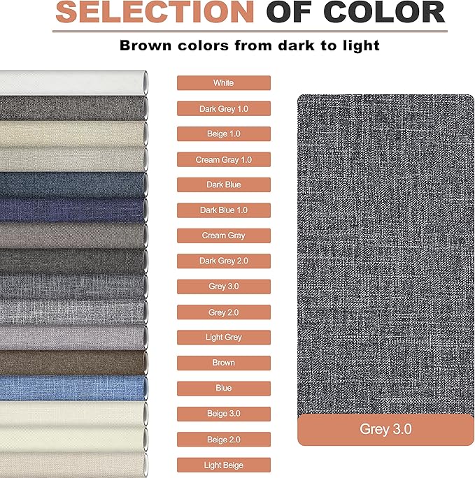 KING MOUNTAIN Fine Linen Fabric Patches, Self-Adhesive, 12x40 inch, Multi Color, For Linen Sofa and Clothes Repair (Dark Grey 3.0)
