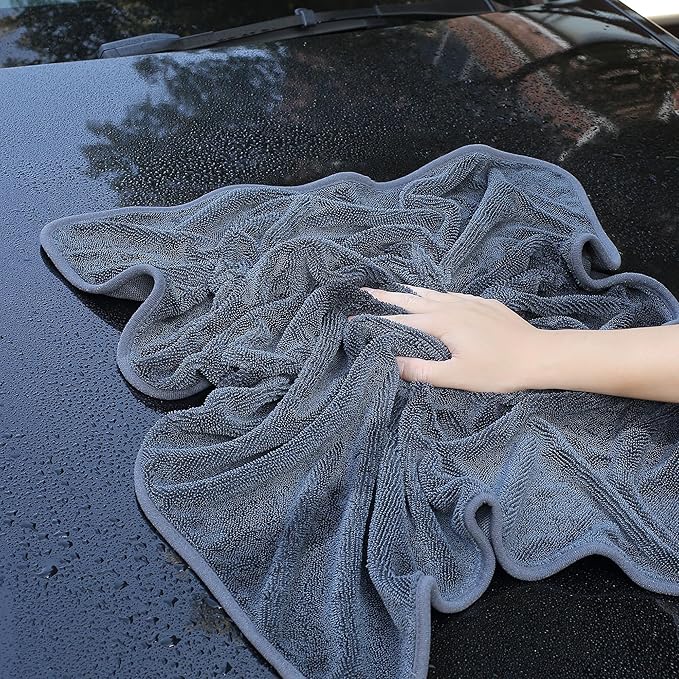 JOYMOOP Microfiber Towels for Cars, 35.4" x 23.6" Car Drying Towel, Dark Gray Reusable Car Towel, Quick Drying Car Microfiber Cleaning Cloth for RVs, SUVs, Trucks